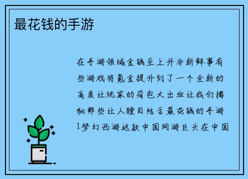 最花钱的手游
